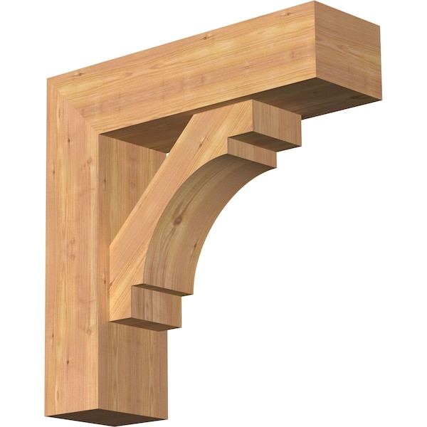 Ekena Millwork Merced Block Smooth Bracket w/ Offset Brace, Western Red Cedar, 7 1/2"W x 26"D x 26"H BKT0806X26X26MRC05SWR - main